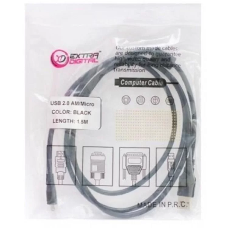 Дата кабель USB 2.0 AM to Micro 5P 1.5m Extradigital (KBU1630) цена 194грн - фотография 2
