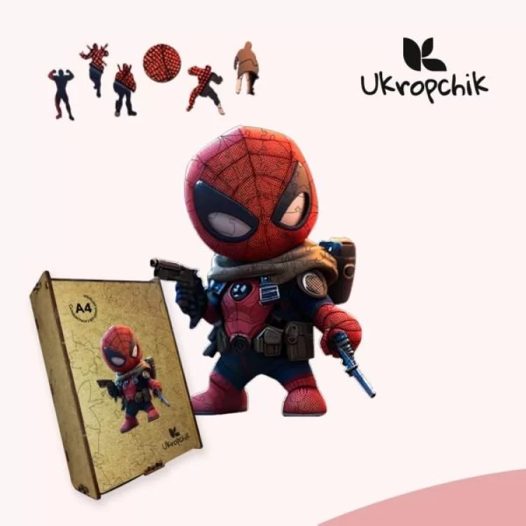 Пазл Ukropchik деревянный Супергерой Дедпул size - M в коробке с набором-рамкой (Deadpool Superhero A4) отзывы - изображение 5
