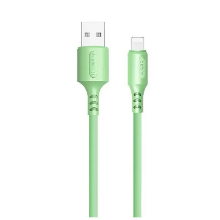 Дата кабель USB 2.0 AM to Lightning 1.0m soft silicone green ColorWay (CW-CBUL042-GR)