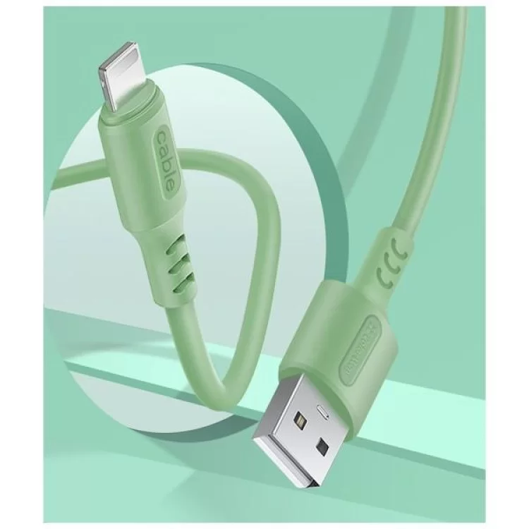 в продажу Дата кабель USB 2.0 AM to Lightning 1.0m soft silicone green ColorWay (CW-CBUL042-GR) - фото 3