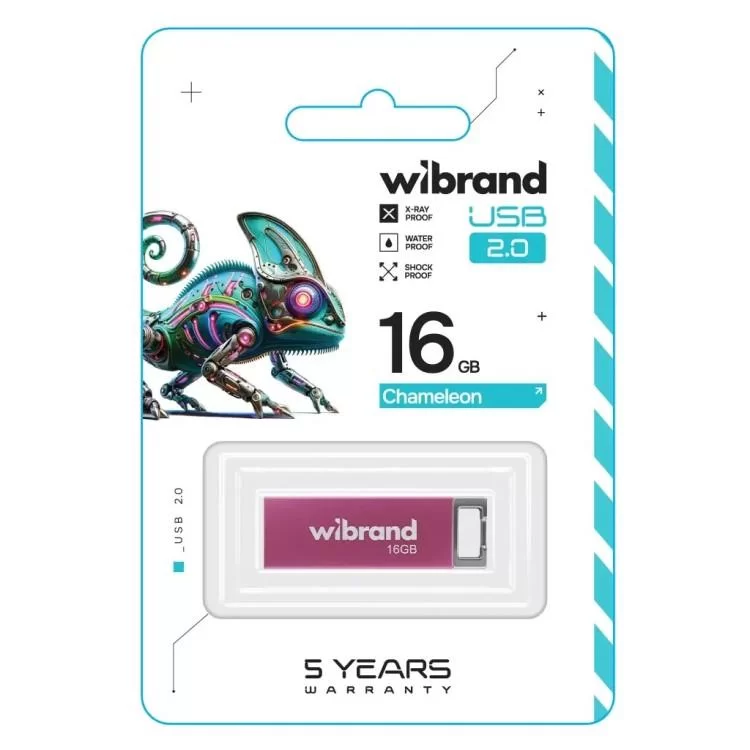 USB флеш накопичувач Wibrand 16GB Chameleon Pink USB 2.0 (WI2.0/CH16U6P) ціна 213грн - фотографія 2
