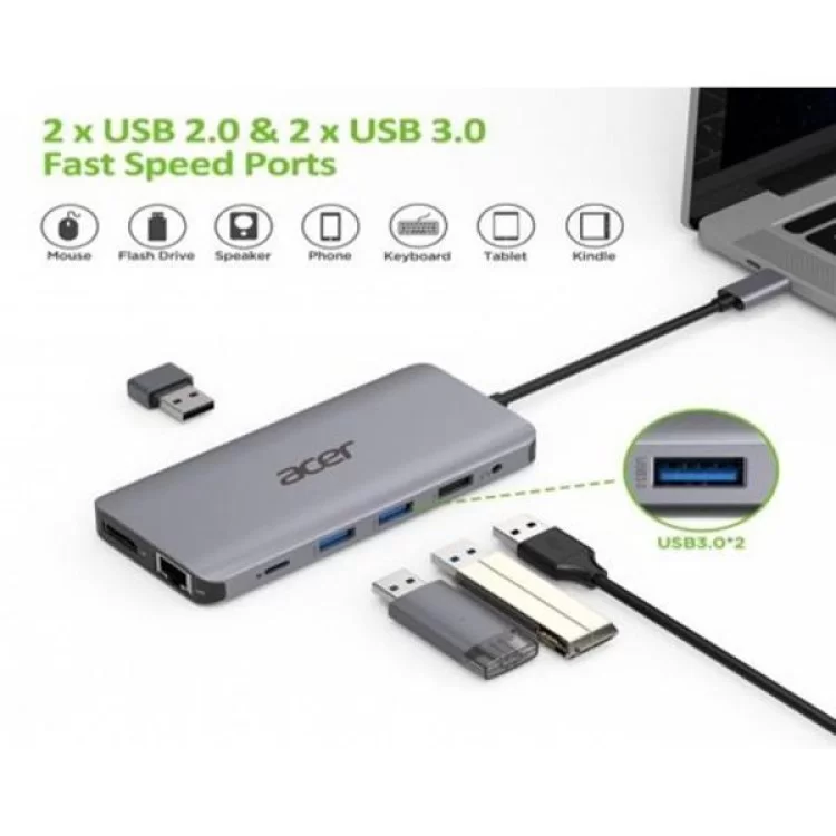 в продаже Порт-репликатор Acer 12in1 Type C dongle USB3.2, USB2.0, SD/TF, HDMI, PD, DP... (HP.DSCAB.009) - фото 3