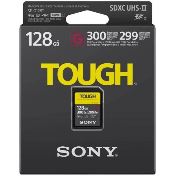 Карта пам'яті Sony 128GB SDXC class10 UHS-II U3 V90 Tough (SFG1TG) ціна 19 124грн - фотографія 2