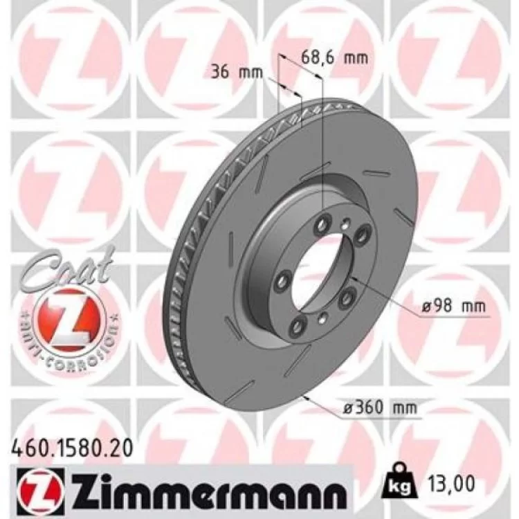 Тормозной диск ZIMMERMANN 460.1580.20