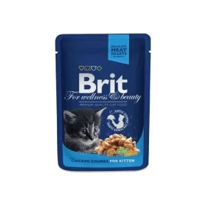 Влажный корм для кошек Brit Premium Cat Pouches Chicken Chunks for Kitten 100 г (8595602506026)