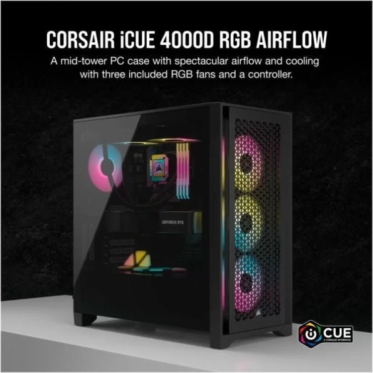 Корпус Corsair iCUE 4000D RGB Airflow Black (CC-9011240-WW) ціна 11 048грн - фотографія 2