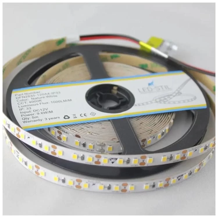Світлодіодна стрічка LED-STIL 4000K 9,6 Вт/м 2835 120 діодів IP33 12 Вольт 1000 lm нейтральне світло (DFN2835-120A4-IP33) ціна 1 200грн - фотографія 2