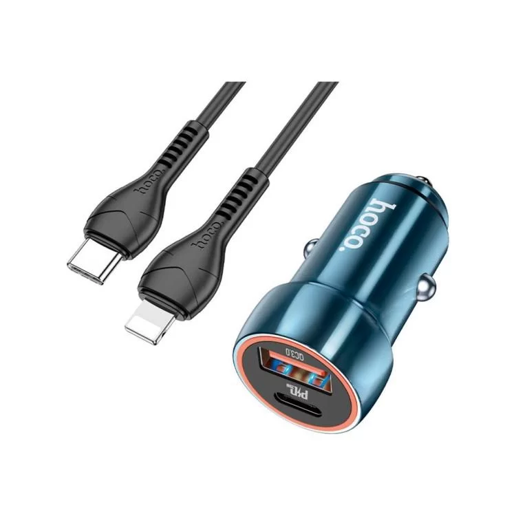 Зарядний пристрій HOCO Z46A set (C to iP) USB-A/Type-C Sapphire Blue (6931474770363) ціна 397грн - фотографія 2