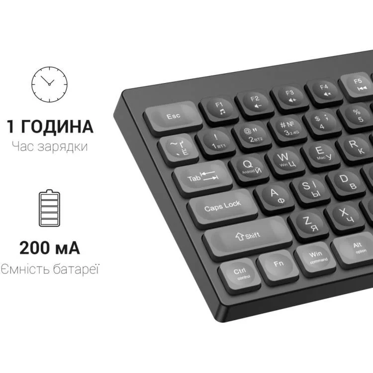 Клавиатура OfficePro SK985B Wireless/Bluetooth Black (SK985B) - фото 11