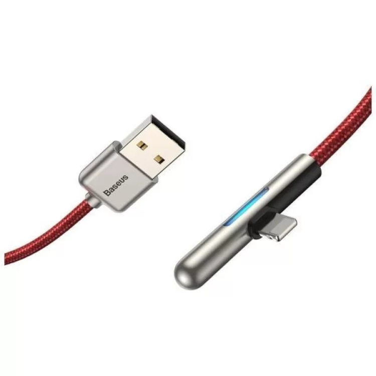 Дата кабель USB 3.1 AM to Lightning 2.0m CAL7C 1.5A 90 Red Baseus (CAL7C-B09) ціна 366грн - фотографія 2