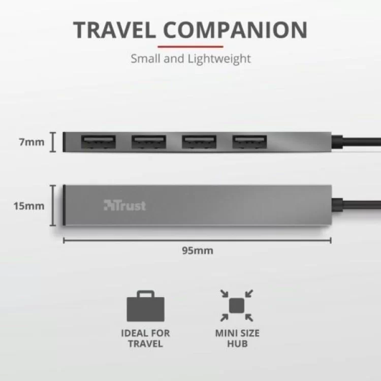 Концентратор Trust Halyx Aluminium 4-Port Mini USB Hub (23786_TRUST) характеристики - фотографія 7