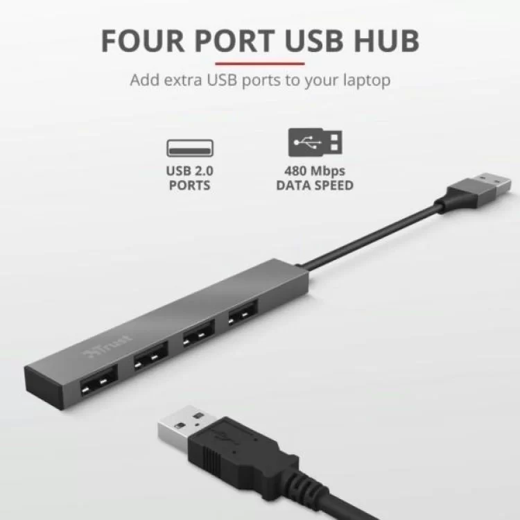 Концентратор Trust Halyx Aluminium 4-Port Mini USB Hub (23786_TRUST) - фото 9