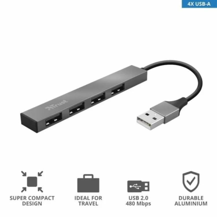 Концентратор Trust Halyx Aluminium 4-Port Mini USB Hub (23786_TRUST) - фото 10