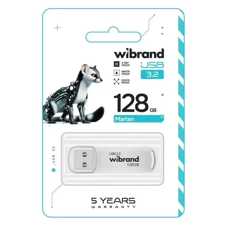 USB флеш накопитель Wibrand 128GB Marten White USB 3.2 Gen 1 (USB 3.0) (WI3.2/MA128P10W) цена 594грн - фотография 2