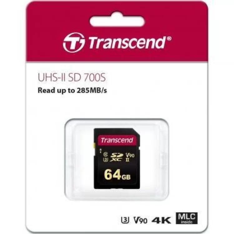 Карта пам'яті Transcend 64GB SDXC class 10 UHS-II U3 V90 MLC (TS64GSDC700S) ціна 2 469грн - фотографія 2