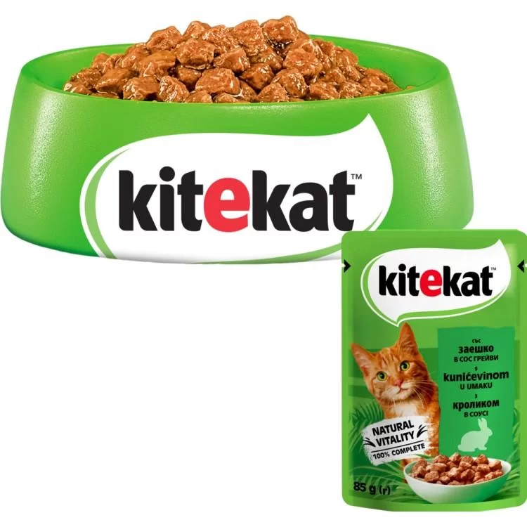 Влажный корм для кошек Kitekat с кроликом в соусе 85 г (5900951307324) цена 24грн - фотография 2
