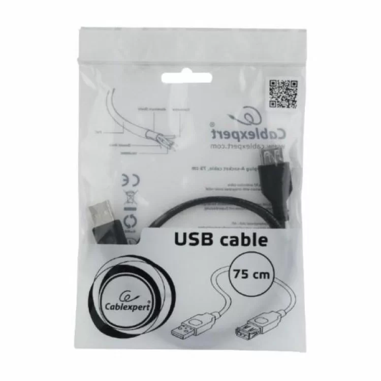продаем Дата кабель USB 2.0 AM/AF 0.75m Cablexpert (CC-USB2-AMAF-75CM/300-BK) в Украине - фото 4