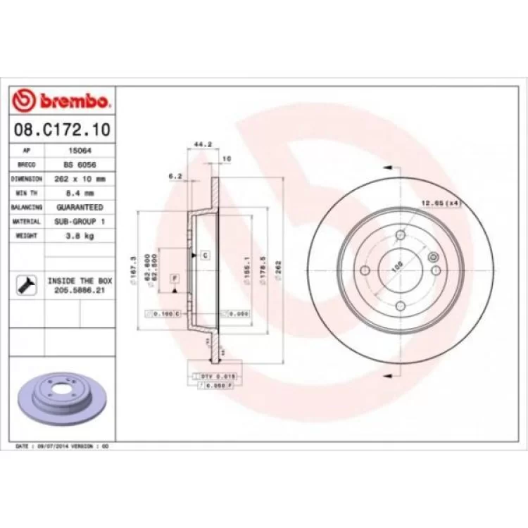 Тормозной диск Brembo 08.C172.10