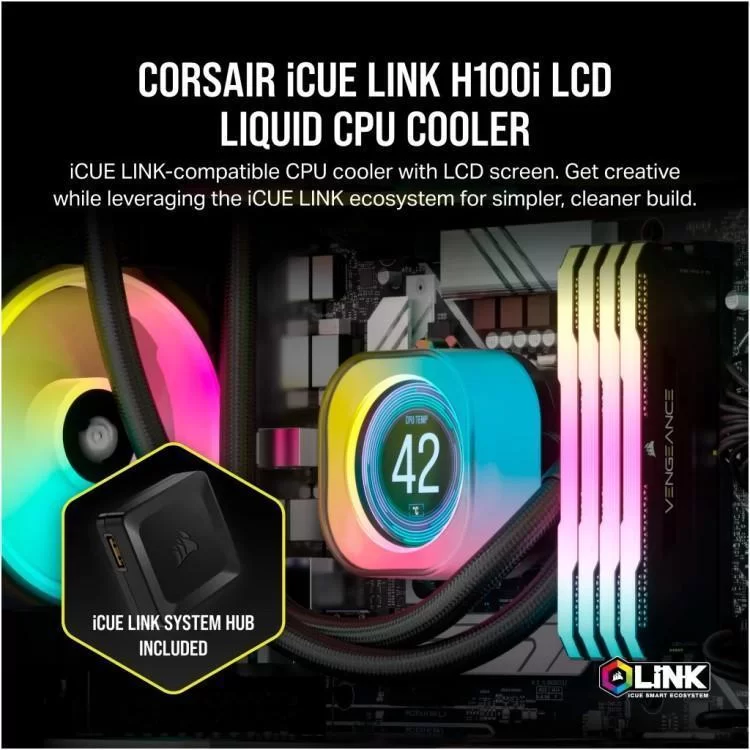 Система водяного охолодження Corsair iCUE Link H100i LCD RGB (CW-9061007-WW) відгуки - зображення 5