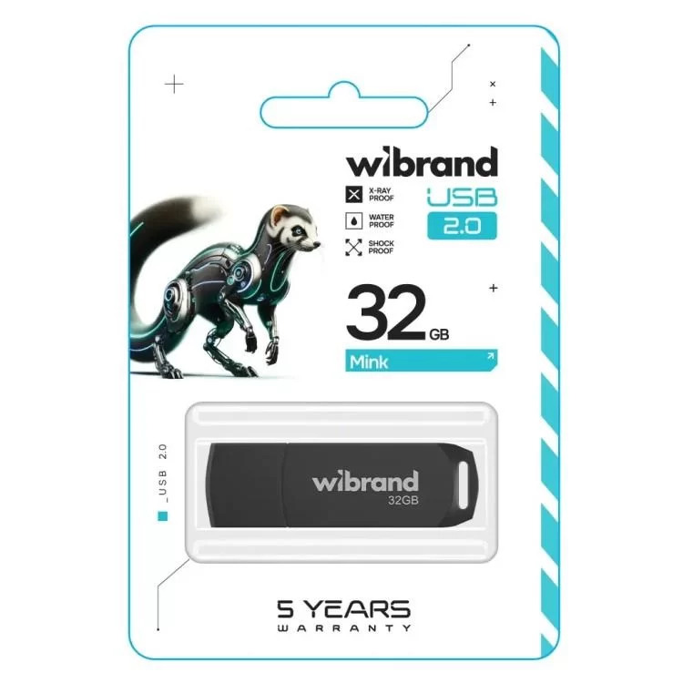 USB флеш накопичувач Wibrand 32GB Mink Black USB 2.0 (WI2.0/MI32P4B) ціна 245грн - фотографія 2