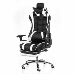 Кресло игровое Special4You ExtremeRace black/white with footrest (000002300)