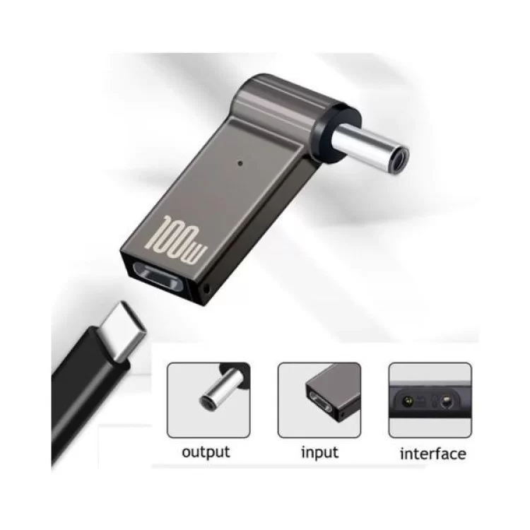 Адаптер PD 100W USB Type-C Female to DC Male Jack 4.5x3.0 mm HP ST-Lab (PD100W-4.5x3.0mm-HP) ціна 269грн - фотографія 2
