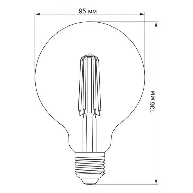 в продажу Лампочка Videx Filament G95FD 7W E27 4100K 220V (VL-G95FD-07274) - фото 3