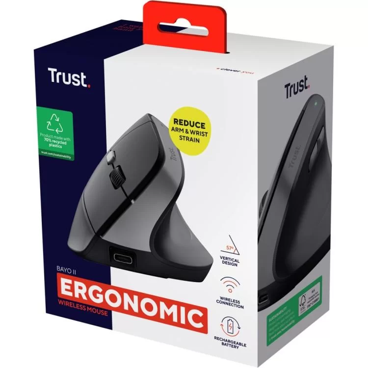 Мишка Trust Bayo 2 Ergonomic Wireless/USB-A Black (25145) огляд - фото 8