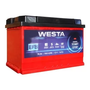 Аккумулятор автомобильный Westa 6CT-78 А RED EFB