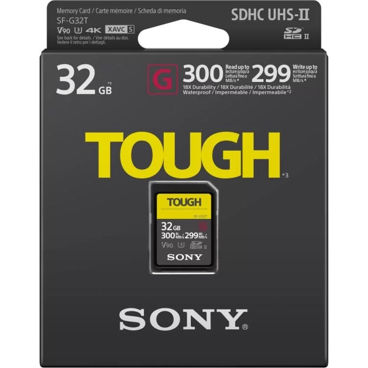 Карта пам'яті Sony 32GB SDHC class 10 UHS-II U3 V90 Tough (SF32TG) ціна 5 399грн - фотографія 2