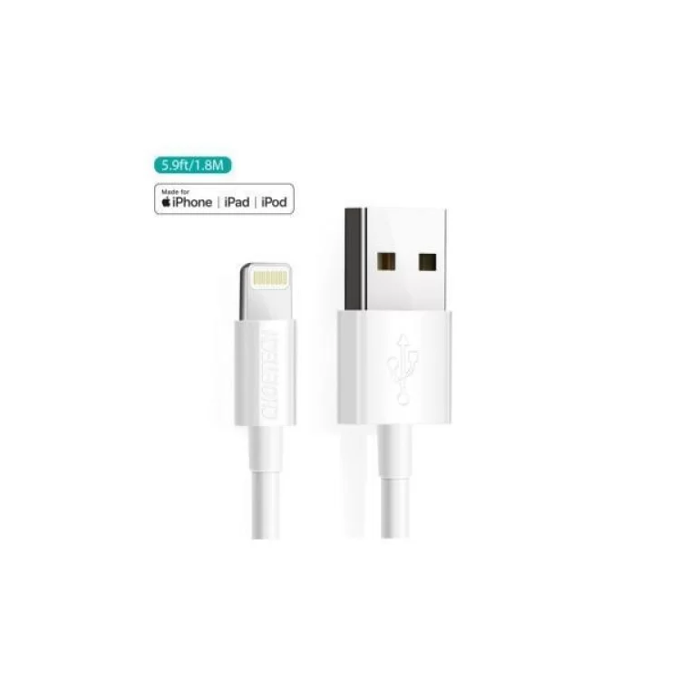 Дата кабель USB 2.0 AM to Lightning 1.8m 2.1A MFI White Choetech (IP0027-WH) ціна 749грн - фотографія 2