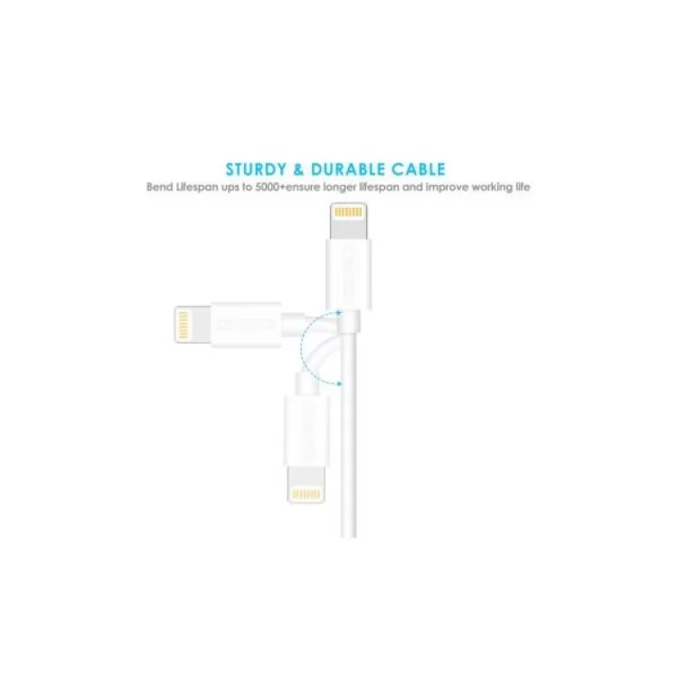 в продажу Дата кабель USB 2.0 AM to Lightning 1.8m 2.1A MFI White Choetech (IP0027-WH) - фото 3