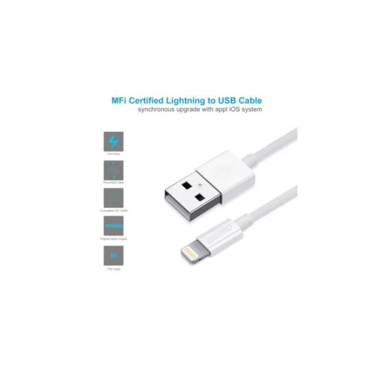 Дата кабель USB 2.0 AM to Lightning 1.8m 2.1A MFI White Choetech (IP0027-WH) відгуки - зображення 5