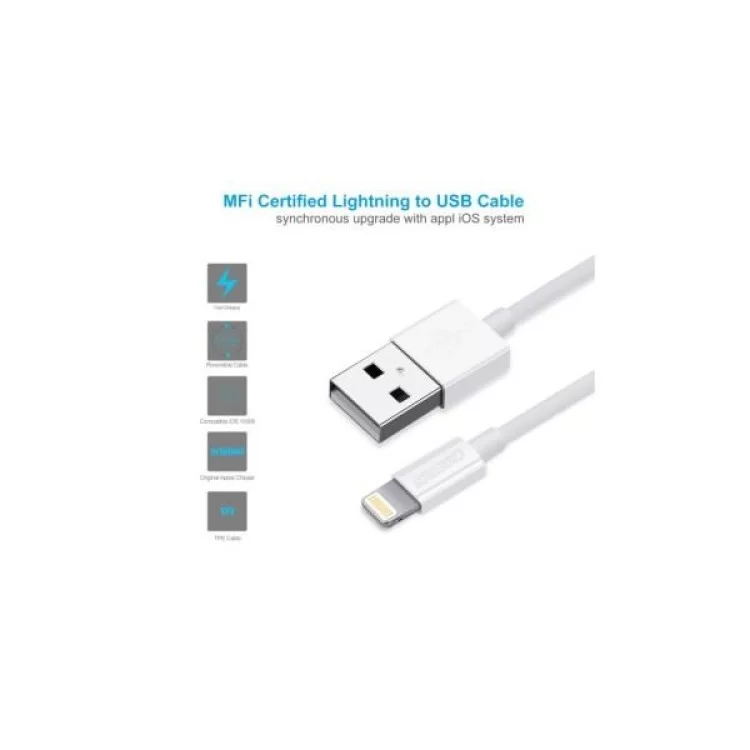 Дата кабель USB 2.0 AM to Lightning 1.8m 2.1A MFI White Choetech (IP0027-WH) отзывы - изображение 5