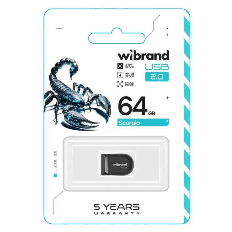 USB флеш накопичувач Wibrand 64GB Scorpio Black USB 2.0 (WI2.0/SC64M3B) ціна 311грн - фотографія 2