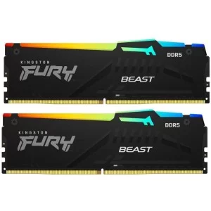 Модуль пам'яті для комп'ютера DDR5 16GB (2x8GB) 5600 MHz Beast RGB Kingston Fury (ex.HyperX) (KF556C40BBAK2-16)