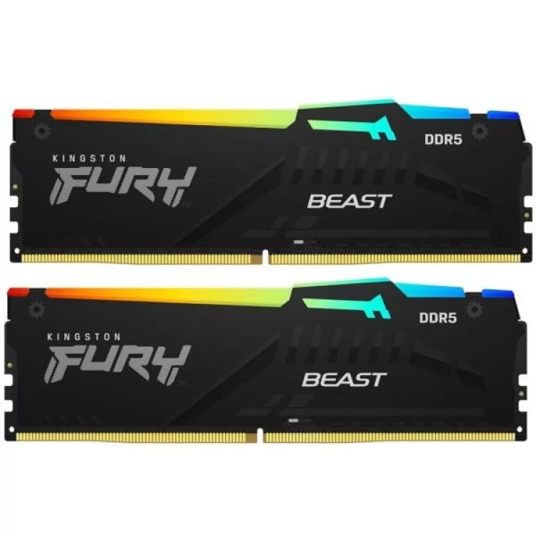 Модуль пам'яті для комп'ютера DDR5 16GB (2x8GB) 5600 MHz Beast RGB Kingston Fury (ex.HyperX) (KF556C40BBAK2-16)