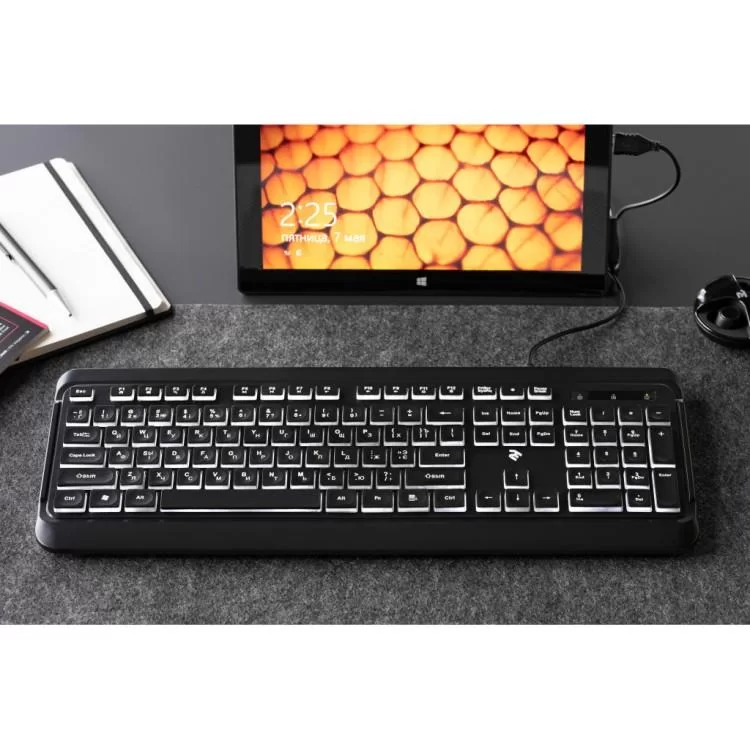 в продажу Клавіатура 2E KS120 White backlight USB Black (2E-KS120UB) - фото 3