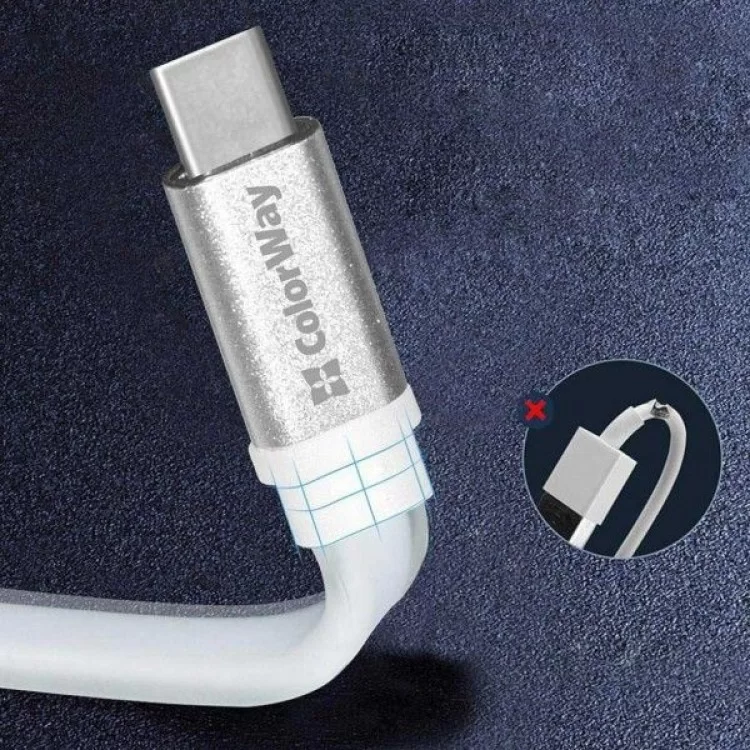 в продажу Дата кабель USB 2.0 AM to Type-C 0.25m white ColorWay (CW-CBUC001-WH) - фото 3