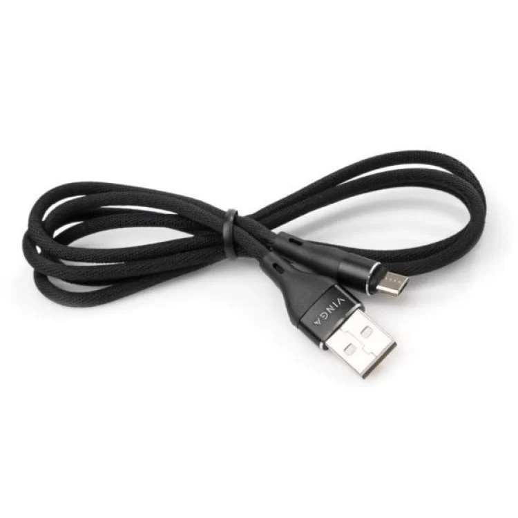 в продажу Дата кабель USB 2.0 AM to Micro 5P 1.0m cylindric nylon black Vinga (VCPDCMCANB1BK) - фото 3