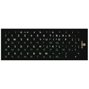 Наклейка на клавиатуру XoKo 48 keys UA/rus green, Latin white (XK-KB-STCK-SM)