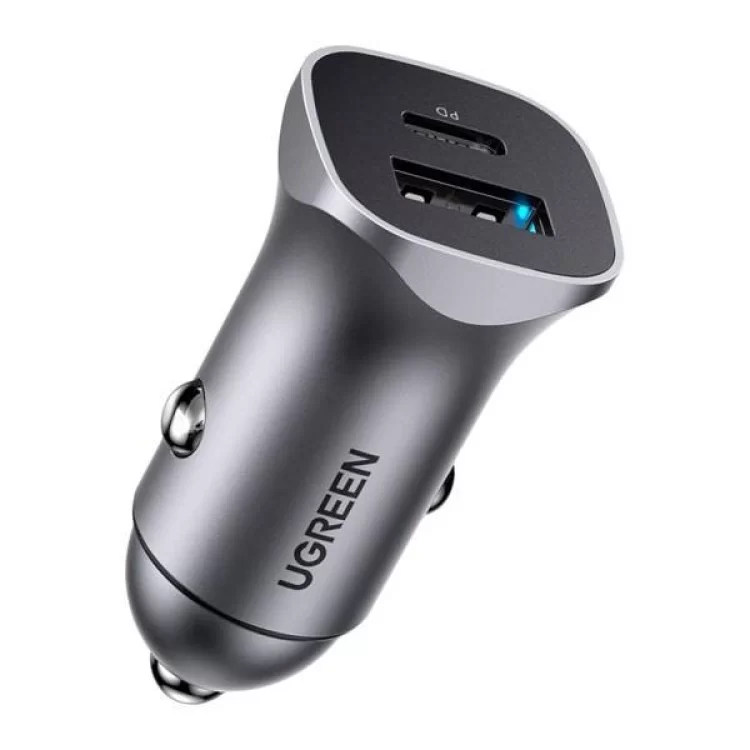 Зарядное устройство Ugreen CD130 20W USB + Type-C PD Car Charger (Gray) (30780)