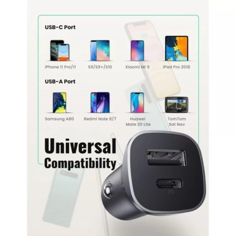 Зарядное устройство Ugreen CD130 20W USB + Type-C PD Car Charger (Gray) (30780) отзывы - изображение 5