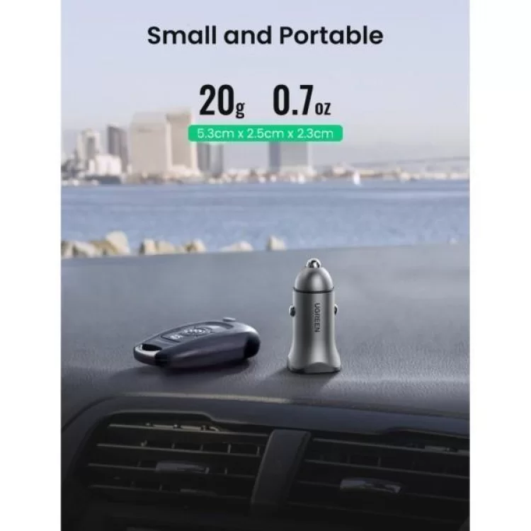 Зарядное устройство Ugreen CD130 20W USB + Type-C PD Car Charger (Gray) (30780) характеристики - фотография 7