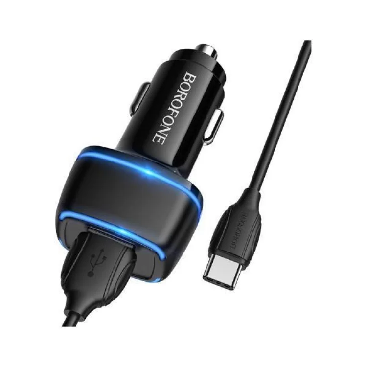 Зарядний пристрій BOROFONE BZ14 Max dual port (Type-C) USB Black (BZ14CB) ціна 254грн - фотографія 2