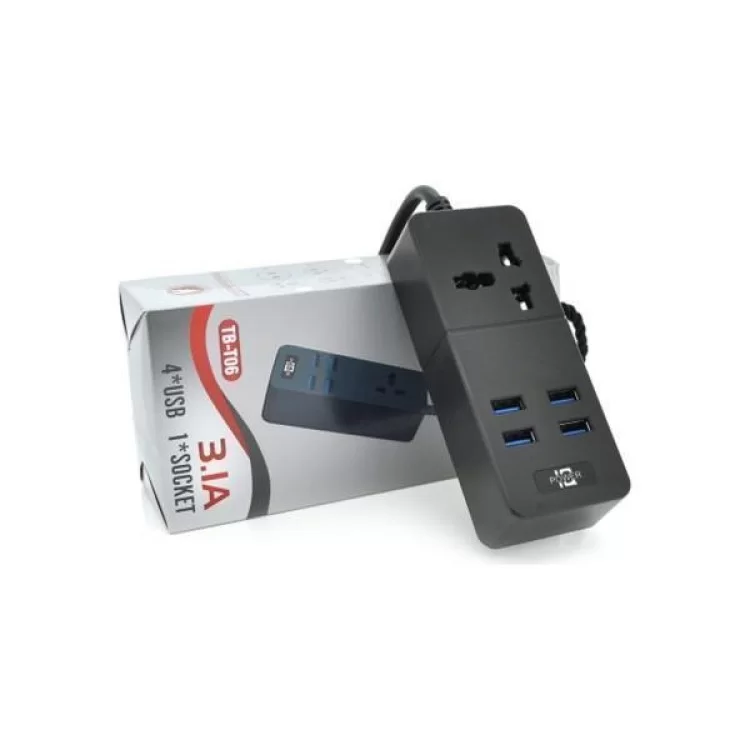 Мережевий фільтр живлення Voltronic TВ-Т05, 1роз, 4*USB Black (ТВ-Т06-Black) ціна 465грн - фотографія 2
