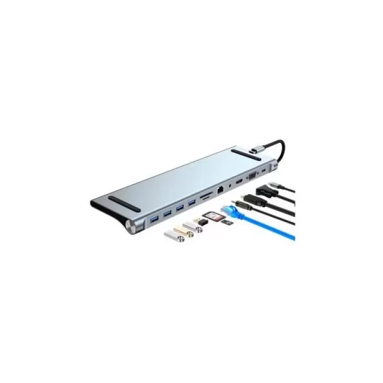 в продаже Порт-репликатор Dynamode 11-in-1 USB-C to HDTV 4K/30Hz, VGA, 1хUSB3.0, RJ45, Type-C PD, Audio, SD/MicroSD (BYL-2003) - фото 3