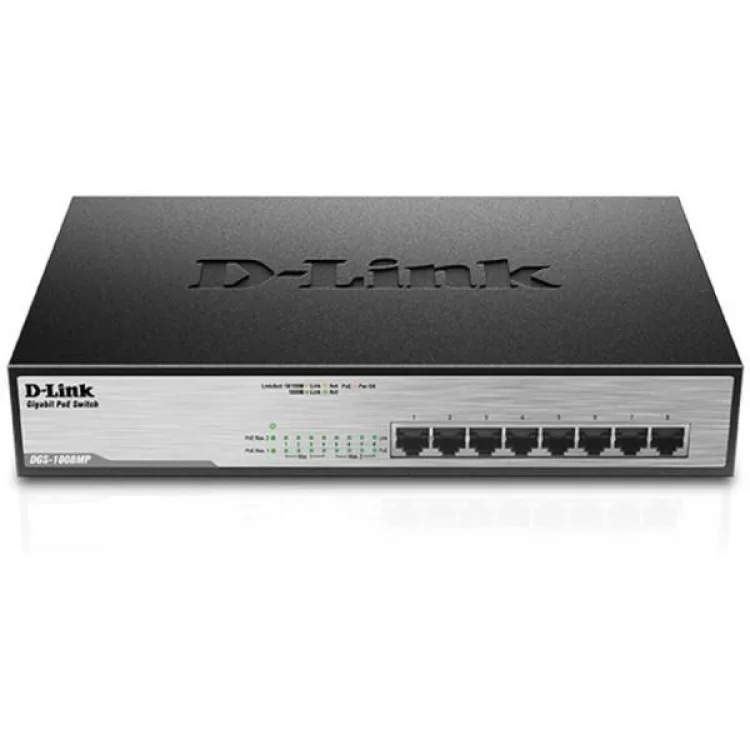 Комутатор мережевий D-Link DGS-1008MP ціна 6 089грн - фотографія 2