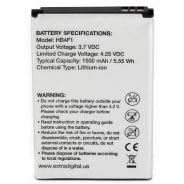 Акумуляторна батарея Extradigital Huawei HB4F1 1500 mAh (BMH6434) ціна 522грн - фотографія 2