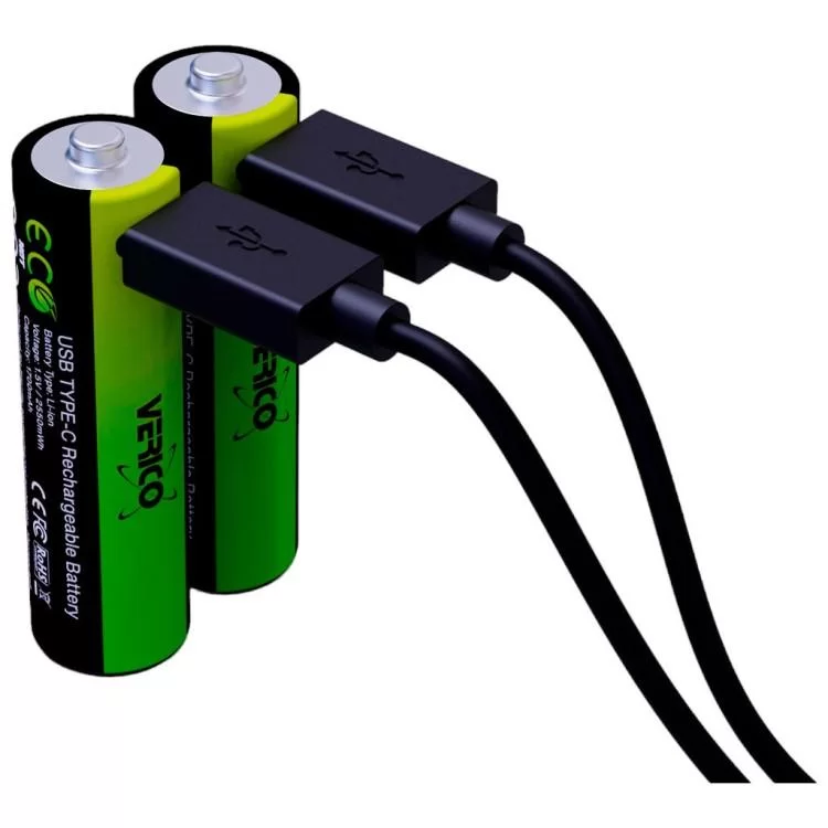 Акумулятор Verico AA USB Type-C 1700mAh 1.5V Li-ion * 2 (LoopEnergy) (1UDBT-A1WEA2-NN) ціна 781грн - фотографія 2